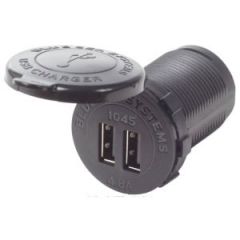 Black 12/24v DC Dual USB Round Socket Charger 4.8 Amps