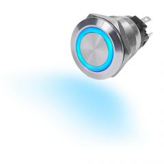 Switch Button Off-On, Stainless Steel 10A Blue