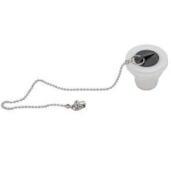 Sink Drain & Plug Assembly White Nylon w/Rubber Plug & Hose 28 mm
