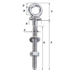 Eye Bolt Large Size 316 Stainless Steel M8 x 125 mm